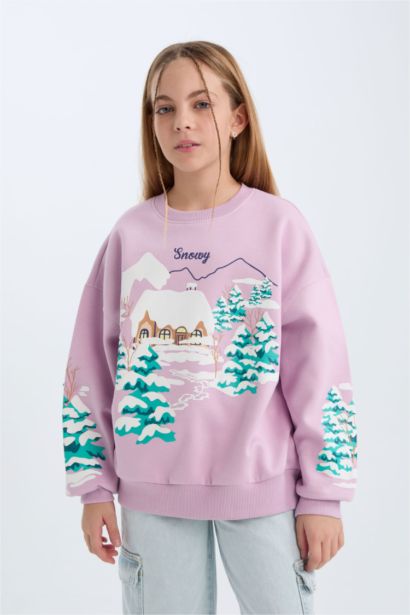 Sweatshirt Oversize pour fille avec imprimé à col rond