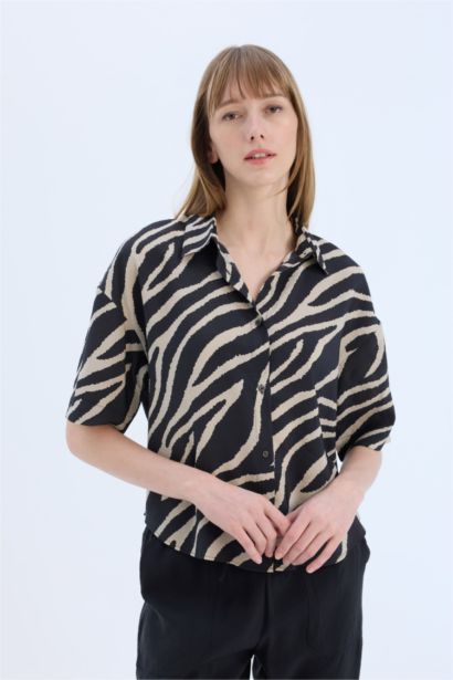 Oversize Fit Shirt Collar modal Short Sleeve Shirt