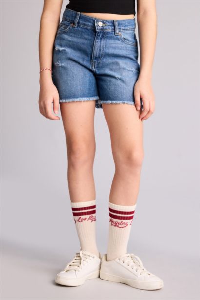 Джинсовые шорты с потертостями для девочек