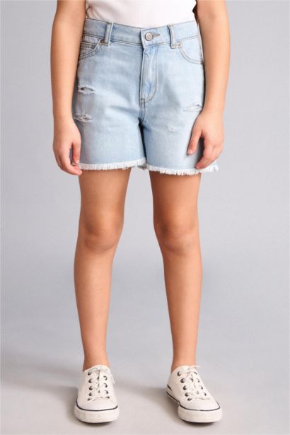 Қыз балаларға арналған жыртық бөлшекті мақта шорты