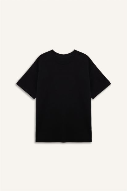 تيشيرت رياضي نص كم اوفر سايز برقبة مستديرة