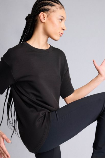 T-shirt de sport oversize en modal à col rond et manches courtes