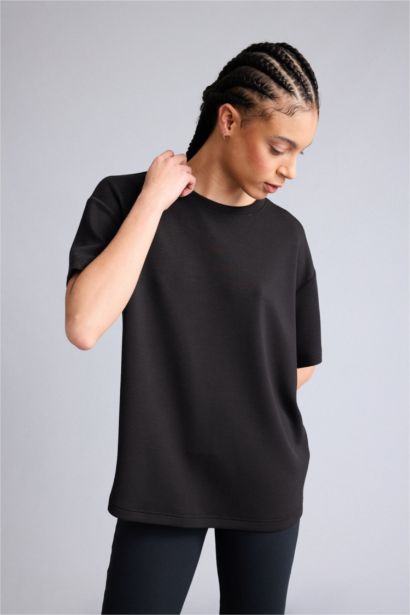 T-shirt de sport oversize en modal à col rond et manches courtes