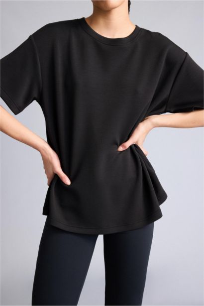 T-shirt de sport oversize en modal à col rond et manches courtes