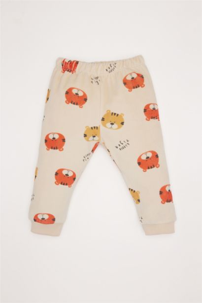 طقم بيجاما بيبي اولادي قطيفة قصة عادية - قطعتين