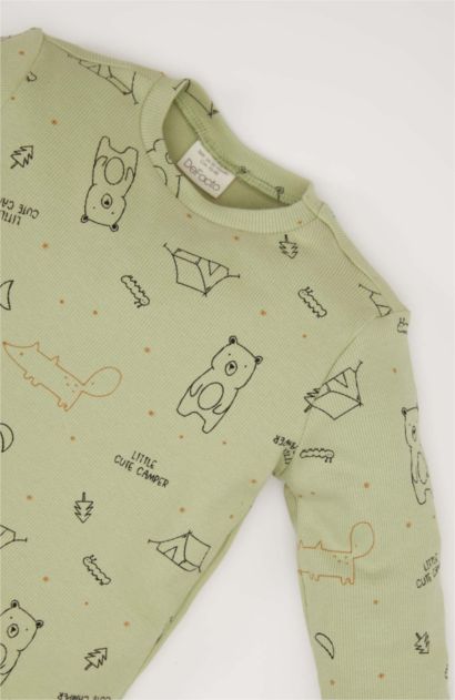 Baby Boy Bear Printed Top Bottom 2 Piece Pajama Set