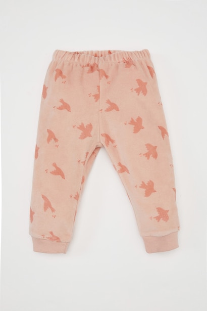 Baby Girl Patterned Velour Top Bottom 2 Piece Pajama Set