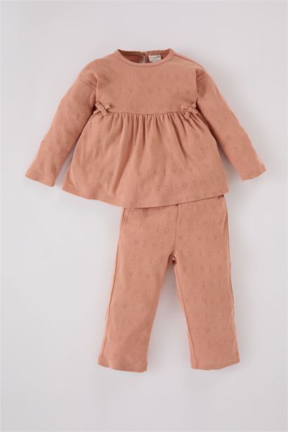 Ensemble de Pyjama Top Col rond à manches longues et pantalon pour BéBé Fille