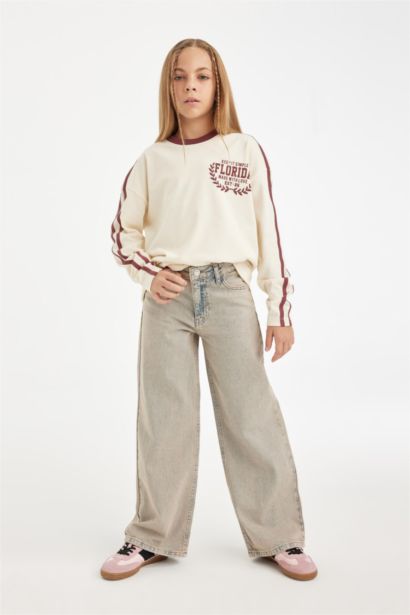 بنطلون وايد ليج برجل واسع بجيب