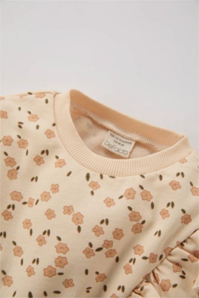 Sweatshirt à col rond à motifs floraux pour Bébé Fille