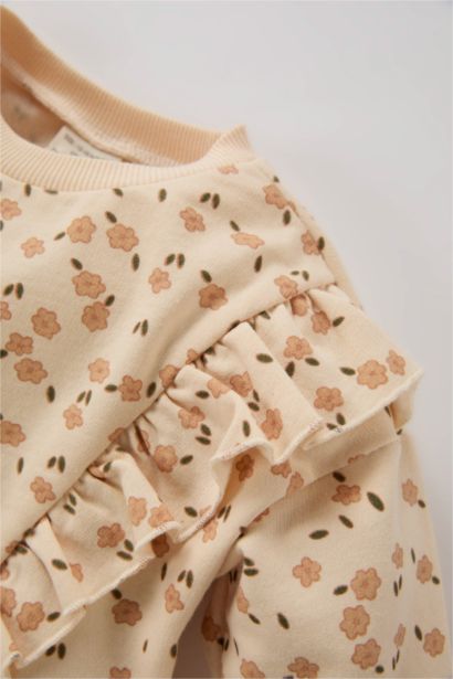 Sweatshirt à col rond à motifs floraux pour Bébé Fille