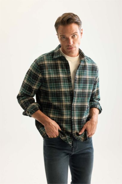 Regular Fit Flanel Long Sleeve Shirt