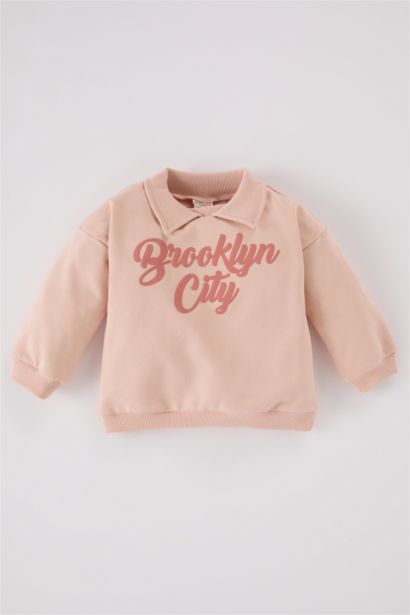 Sweatshirt à col chemise avec imprimé pour bébé fille