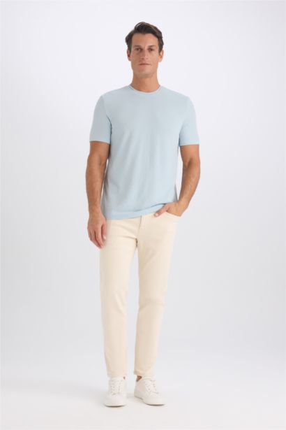 Slim Fit Crew Neck Crinkle Short Sleeve T-Shirt