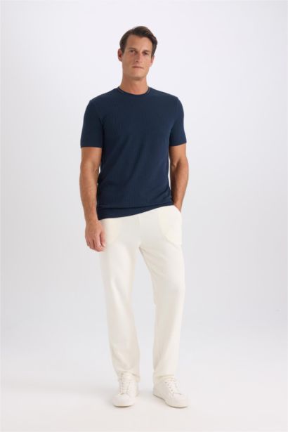 Slim Fit Crew Neck Crinkle Short Sleeve T-Shirt