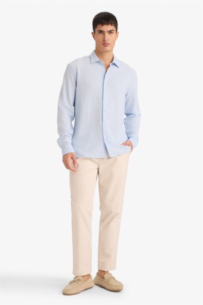 Modern Fit Polo Collar Long Sleeve Shirt