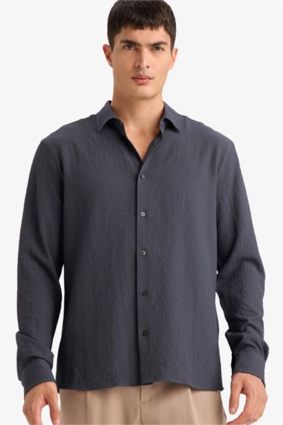 Modern Fit Polo Collar Long Sleeve Shirt