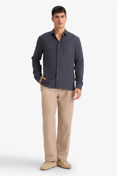 Modern Fit Polo Collar Long Sleeve Shirt