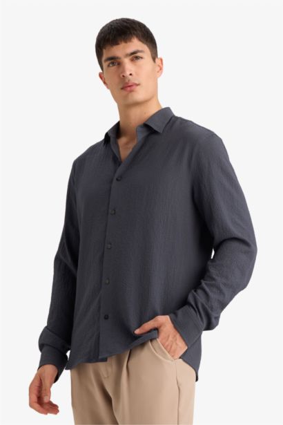 Modern Fit Polo Collar Long Sleeve Shirt
