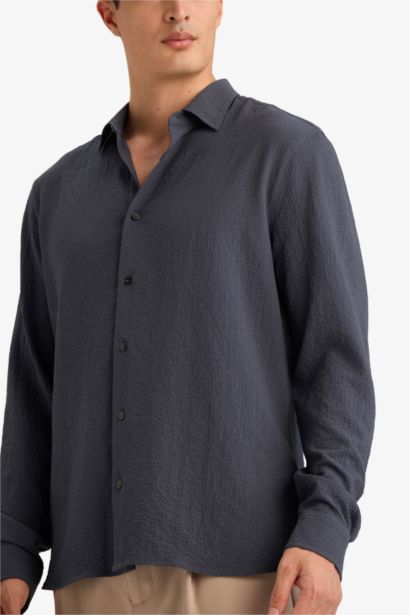 Modern Fit Polo Collar Long Sleeve Shirt