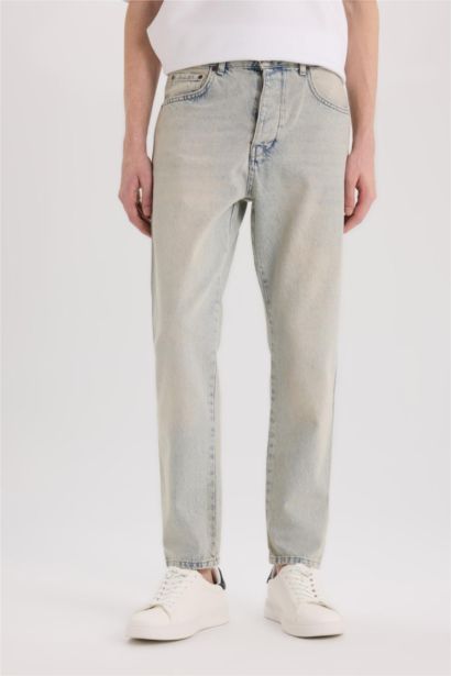 بنطلون جينز قطن 90’S سليم فيت برجل ضيقة وخصر عالي