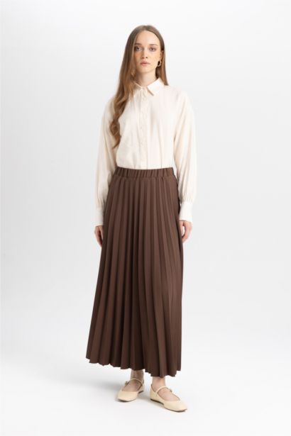 Pilise Beli Lastikli Basıc Maxi Etek