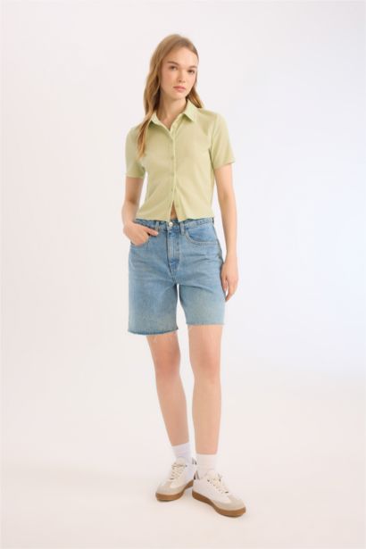 قميص نص ردن منسوج مخصر