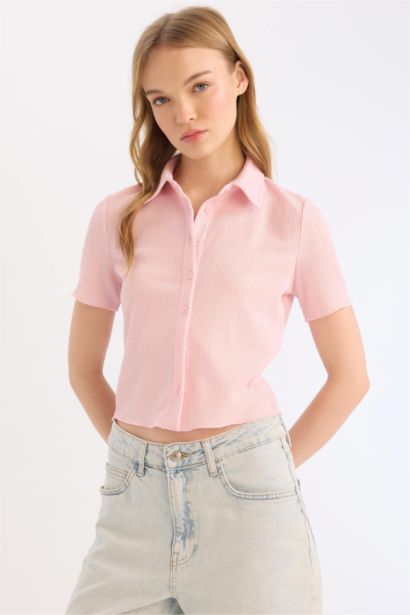 قميص نص ردن منسوج مخصر