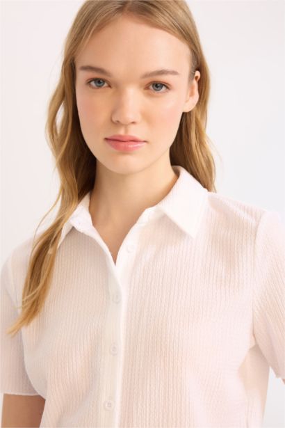 Slim Fit Shirt Collar Short Sleeve Shirt