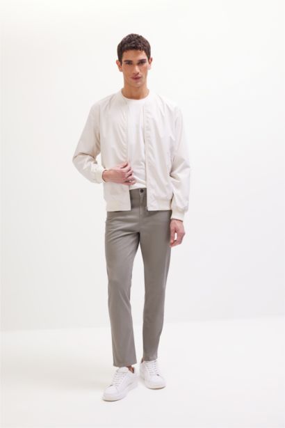 Su İtici Slim Fit Dar Kesim Bomber Kolej Yaka Fermuarlı Çift Cepli Mevsimlik Hafif Mont