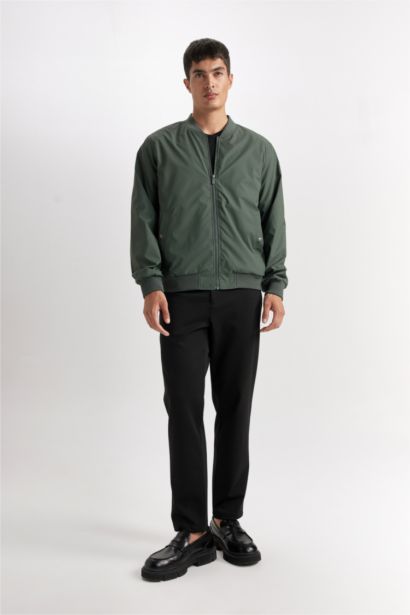 Su İtici Slim Fit Dar Kesim Bomber Kolej Yaka Fermuarlı Çift Cepli Mevsimlik Hafif Mont