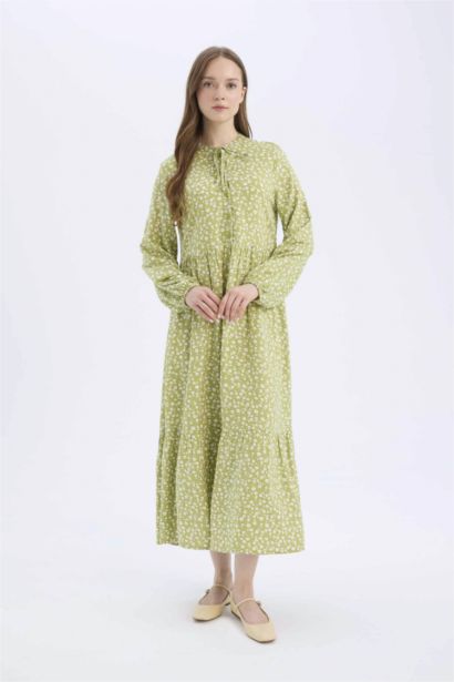 Crew Neck Printed Viscose Dress