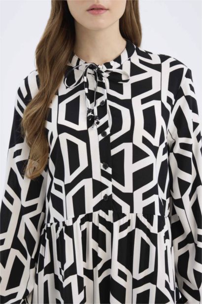 Crew Neck Printed Viscose Dress