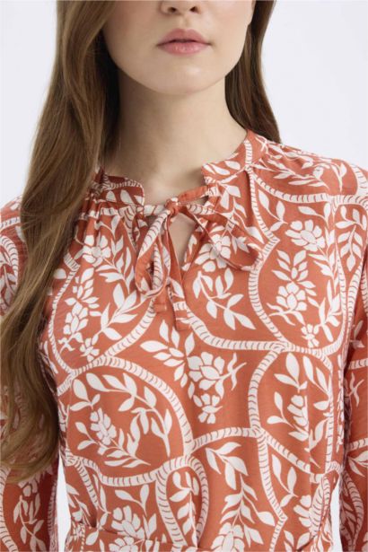 Relax Fit Printed Viscose Raglan Sleeves Dress