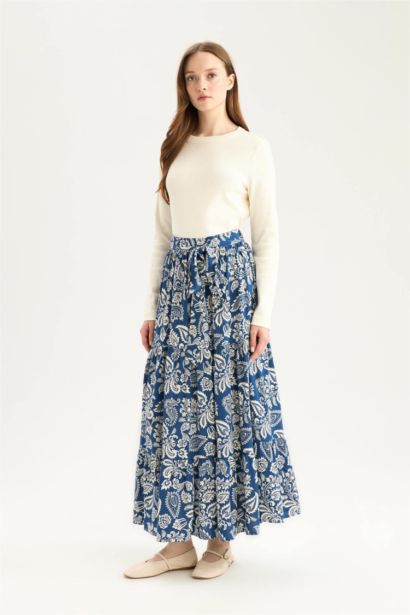 Printed Viscose Maxi Skirt