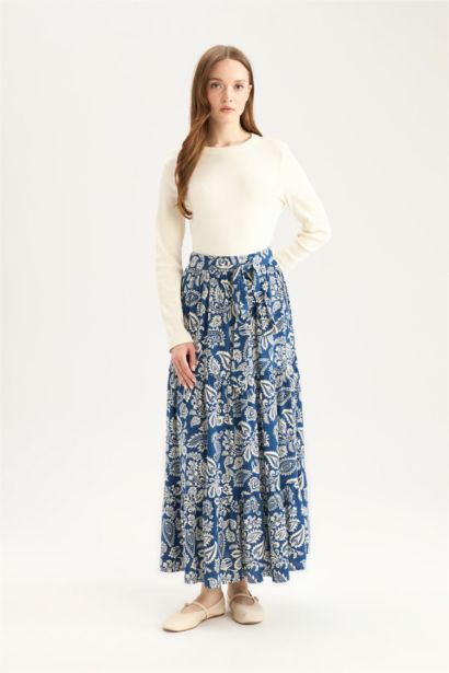 Printed Viscose Maxi Skirt