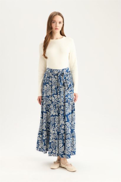 Printed Viscose Maxi Skirt
