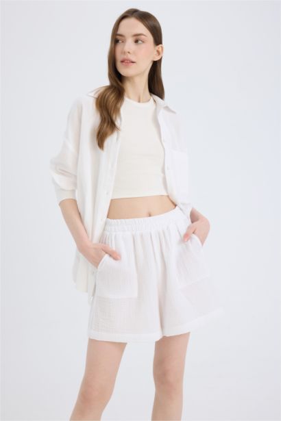 Chemise oversize basique à manches longues