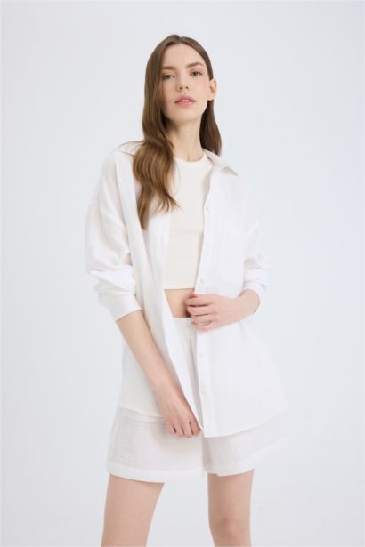 Chemise oversize basique à manches longues