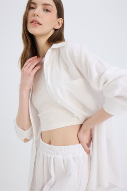 Chemise oversize basique à manches longues