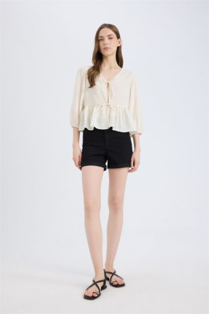 Regular Fit V-Neck Long Sleeve Blouse