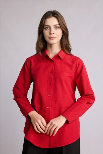 Relaxed Fit Uzun kollu Poplin Tunik