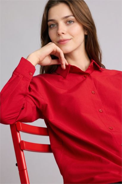 Relaxed Fit Uzun kollu Poplin Tunik