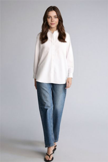 Relax Fıt Gömlek Yaka Poplin Uzun Kollu Tunik