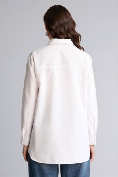Relax Fıt Gömlek Yaka Poplin Uzun Kollu Tunik