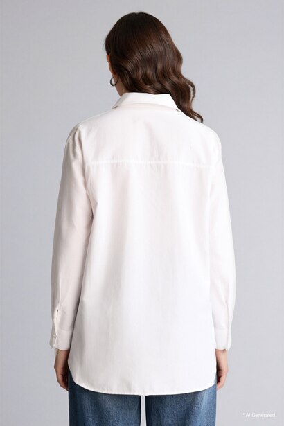 Relax Fit Poplin Shirt Collar Long Sleeve Tunic