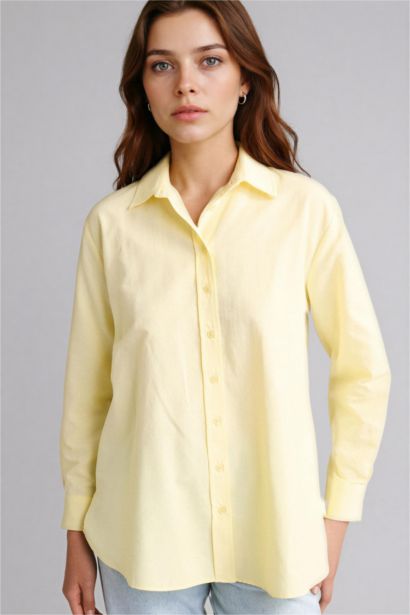 Relax Fit Poplin Shirt Collar Long Sleeve Tunic