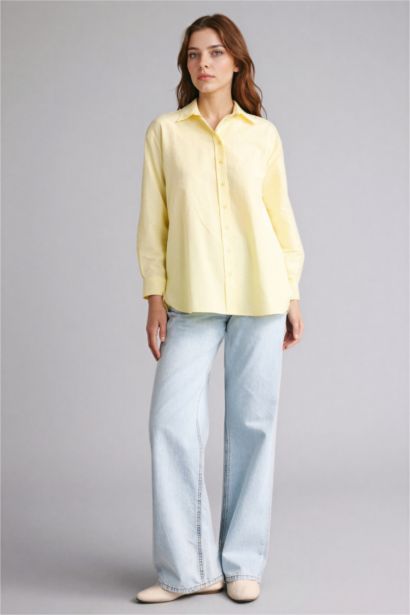 Relax Fit Poplin Shirt Collar Long Sleeve Tunic