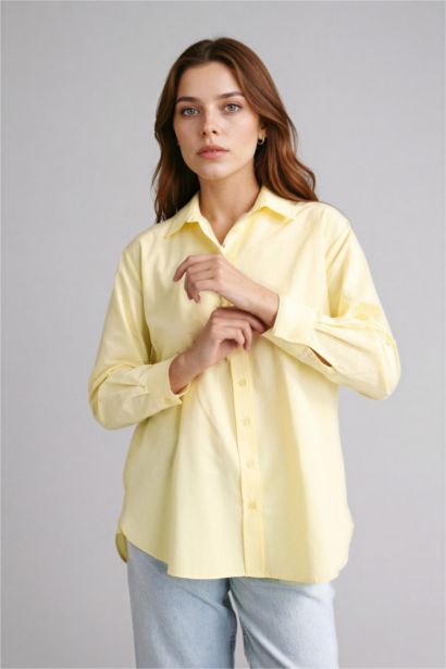 Relax Fit Poplin Shirt Collar Long Sleeve Tunic