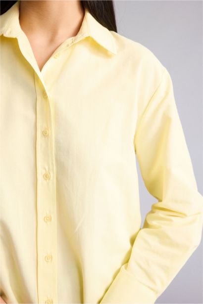 Relax Fit Poplin Shirt Collar Long Sleeve Tunic